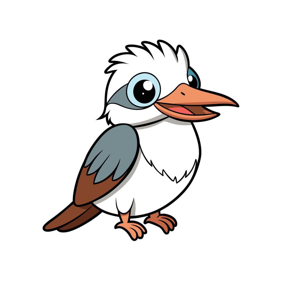 Cute cartoon kookaburra illustration smiling with open beak vector