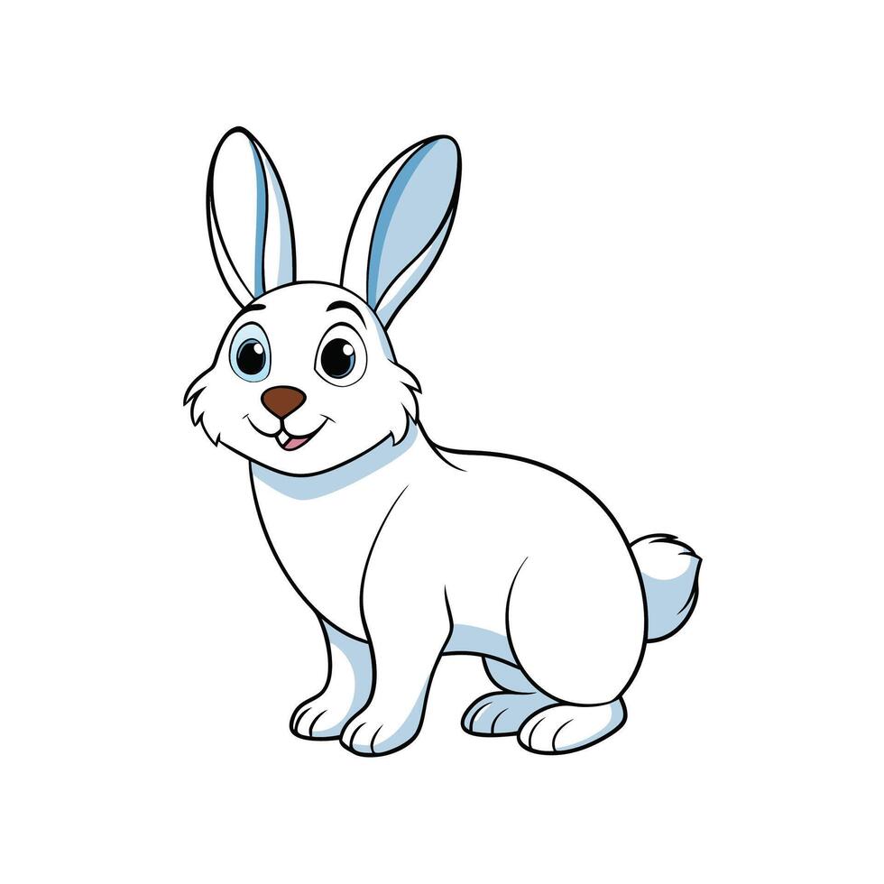 Cartoon white rabbit standing isolated on white background illustration vector