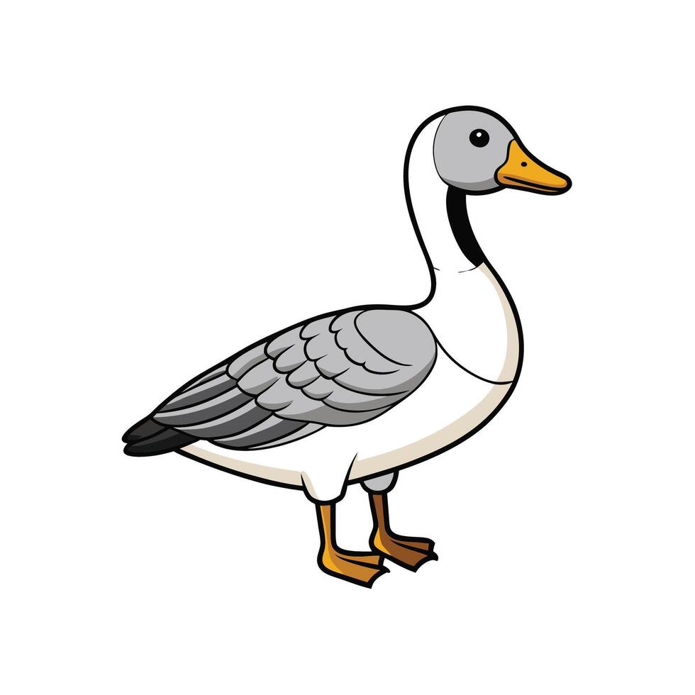 Cartoon illustration of goose with grey black and white colors vector