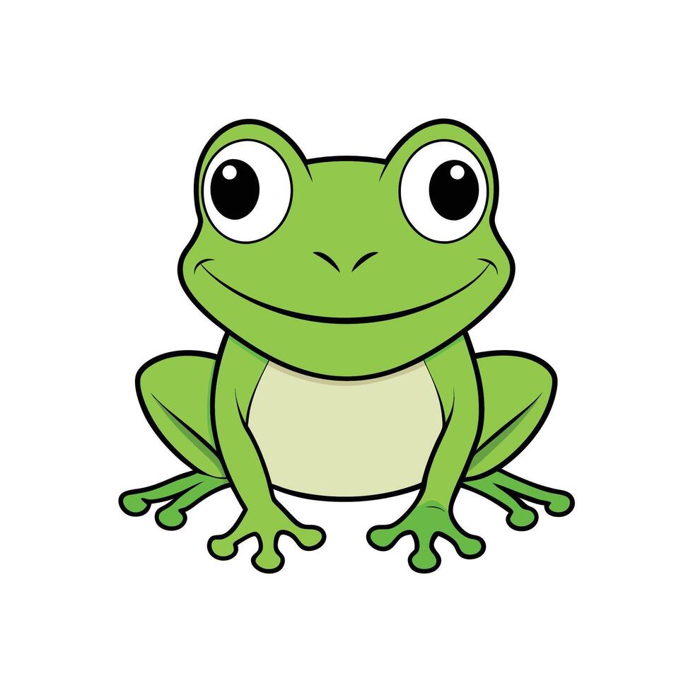 Cartoon frog smiling illustration with friendly and playful design vector