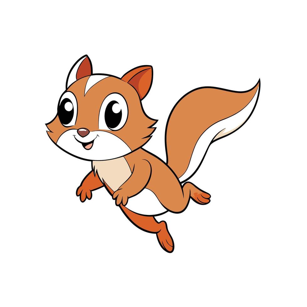 Cute cartoon squirrel character cheerfully running, isolated on white vector