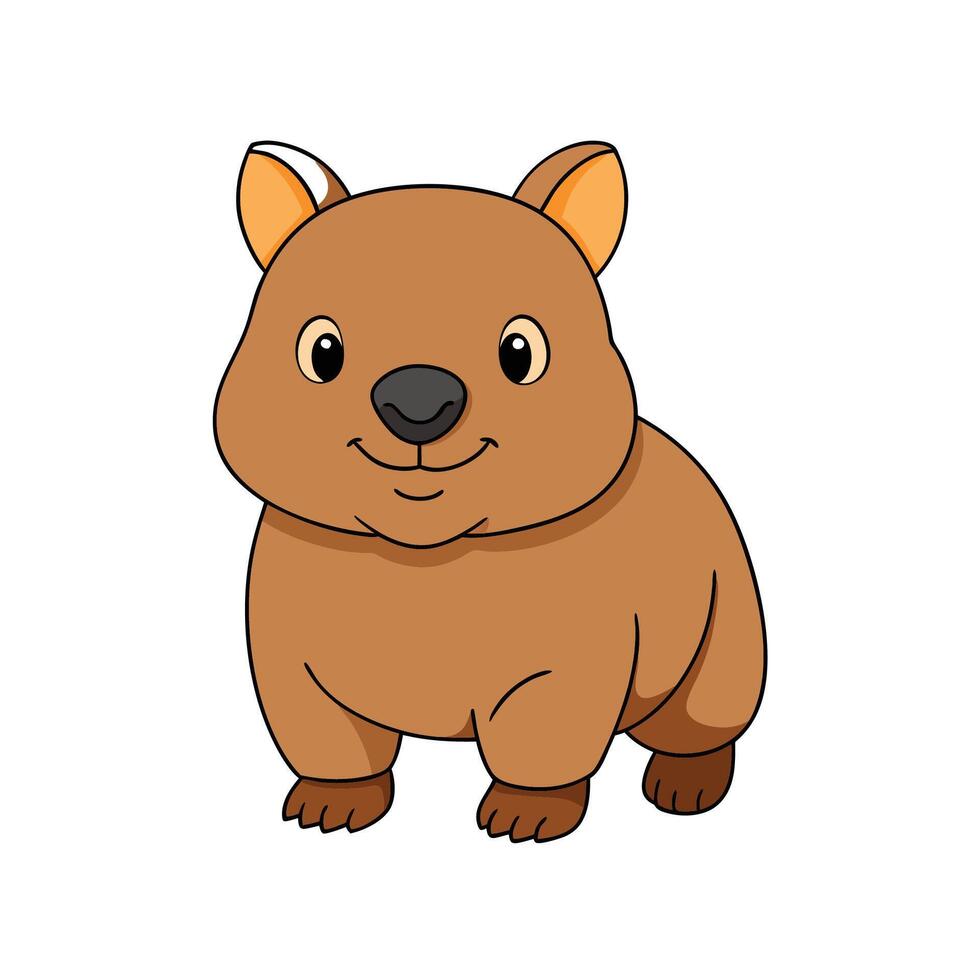Cute cartoon wombat illustration with a friendly smile vector