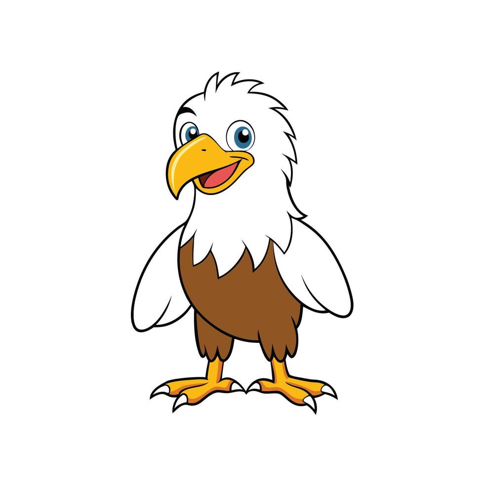 Cartoon bald eagle illustration with friendly expression and stance vector