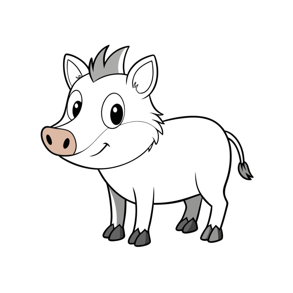 Cheerful Cartoon Hog Illustration with a Smiling Face vector