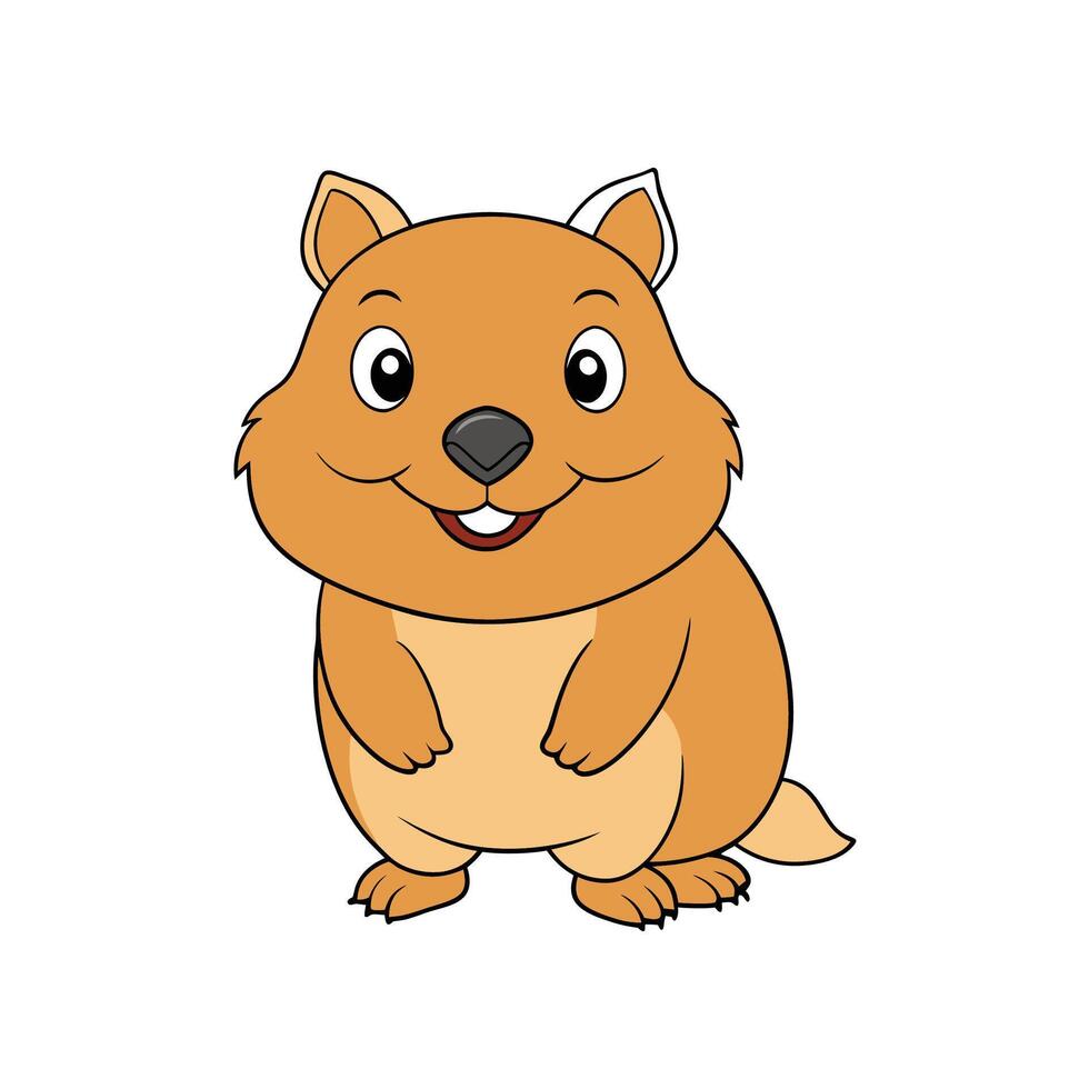 Cartoon quokka illustration, happy smiling marsupial character vector