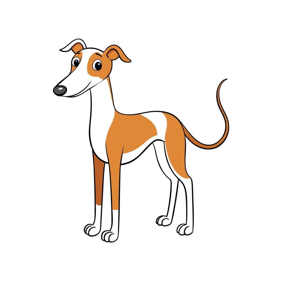 Cartoon style fawn and white dog standing portrait vector