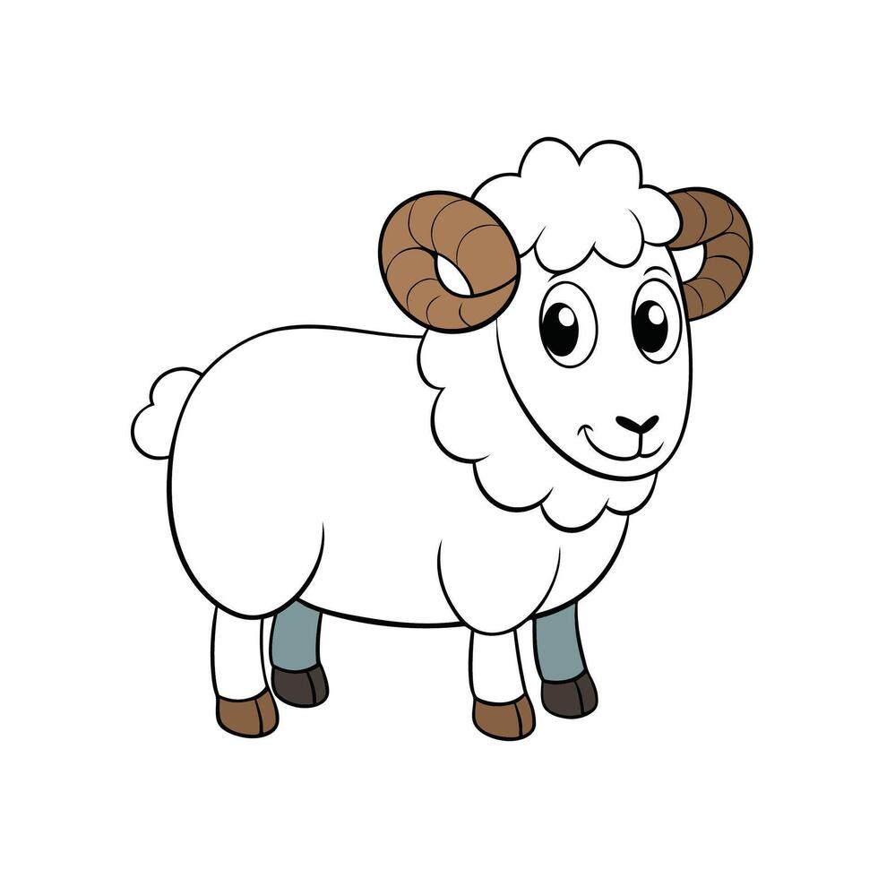 Cute cartoon ram isolated on white background illustration vector
