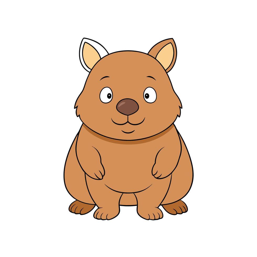 Cartoon wombat standing, cute animal illustration on white backdrop vector