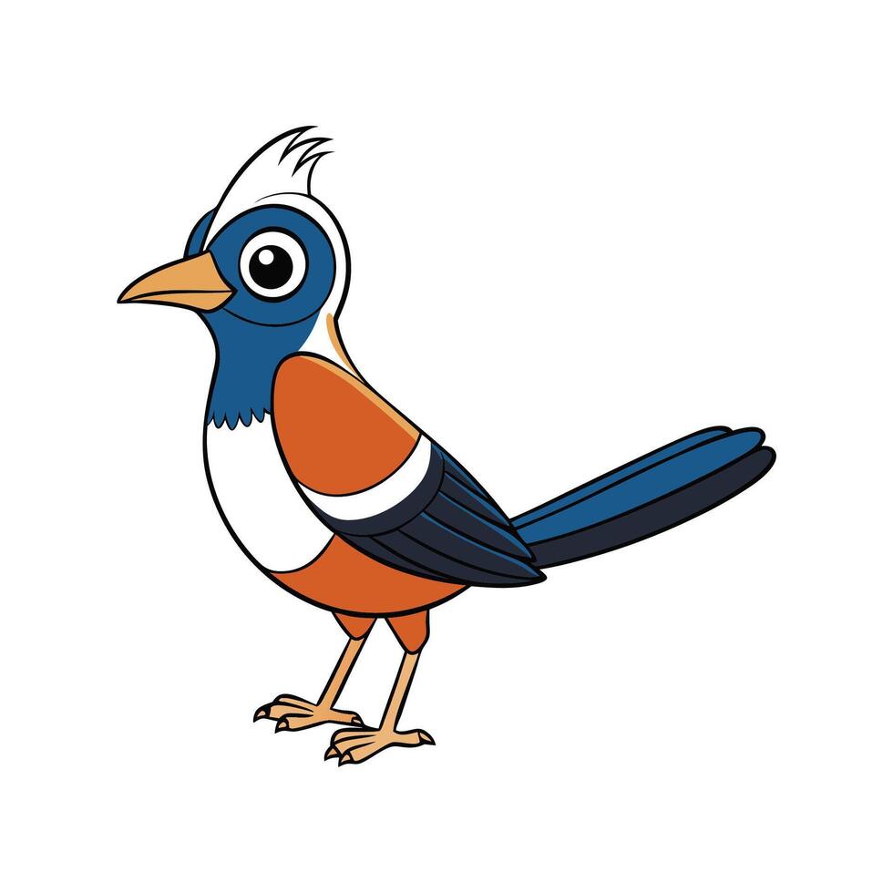 Cartoon bird illustration with striking blue and orange plumage vector