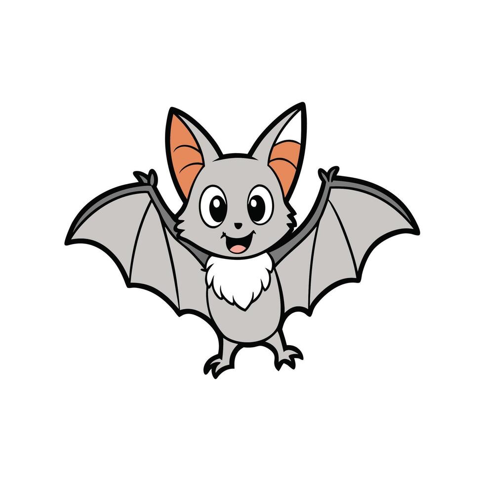 Cartoon bat with open wings smiles on white background vector