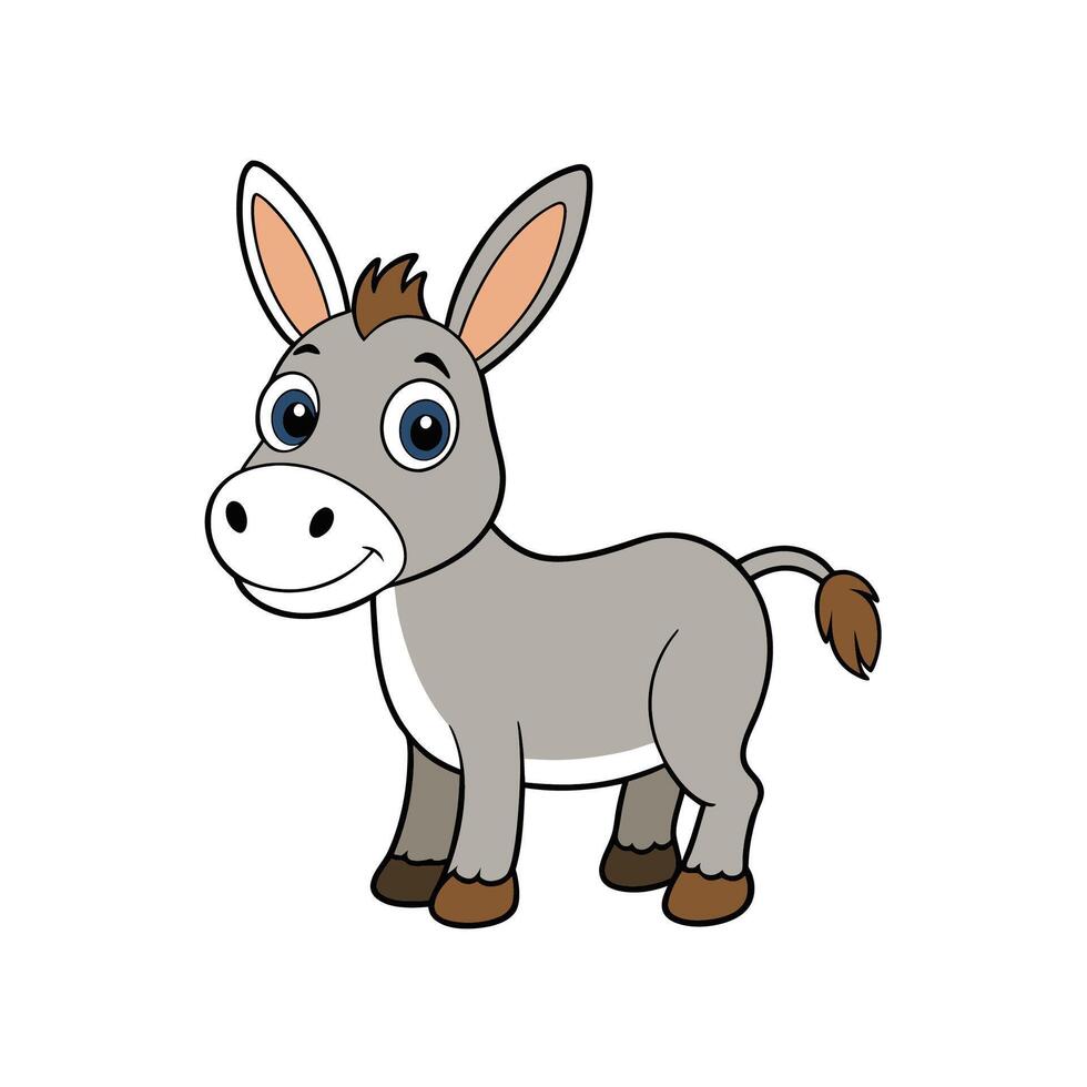Cartoon donkey stands smiling isolated on a white background vector