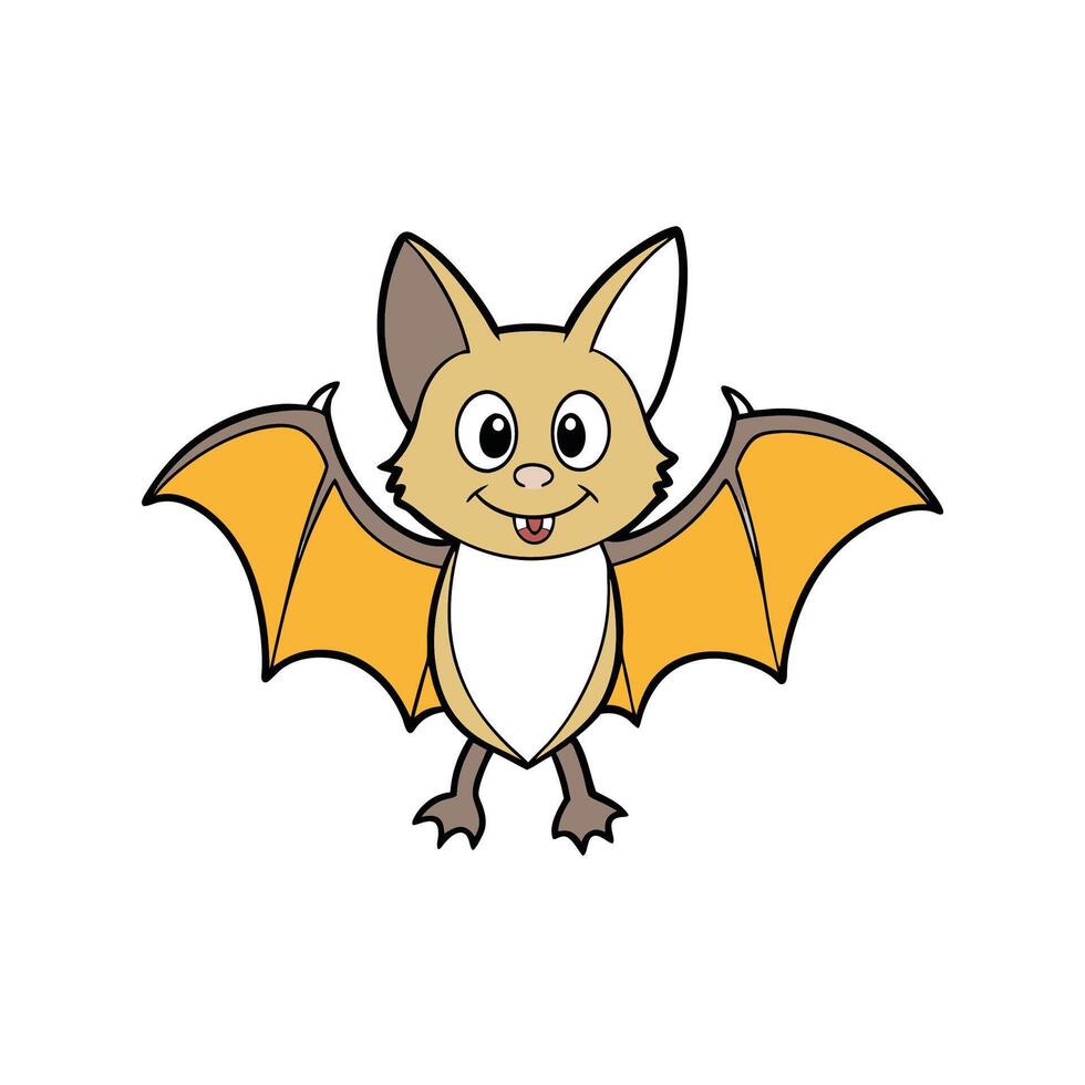 Cartoon style bat standing with wings spread wide vector