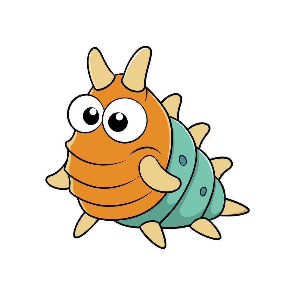 Cartoon character with orange head and light teal body vector