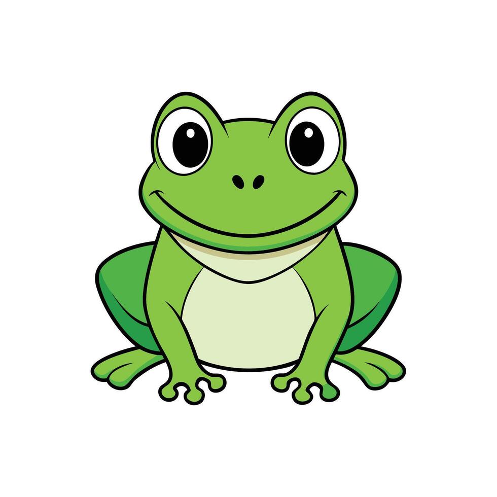 Cartoon Frog Illustration with Smiling Expression on White Background vector