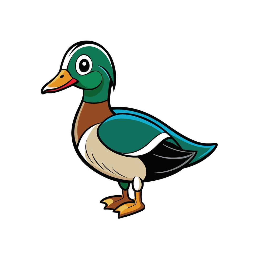 Illustration of a cartoon mallard duck in vibrant colors vector
