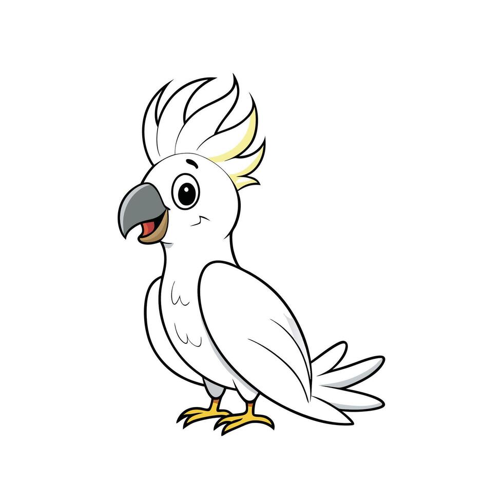 Cartoon Sulphur Crested Cockatoo with Smiling Face Illustration vector