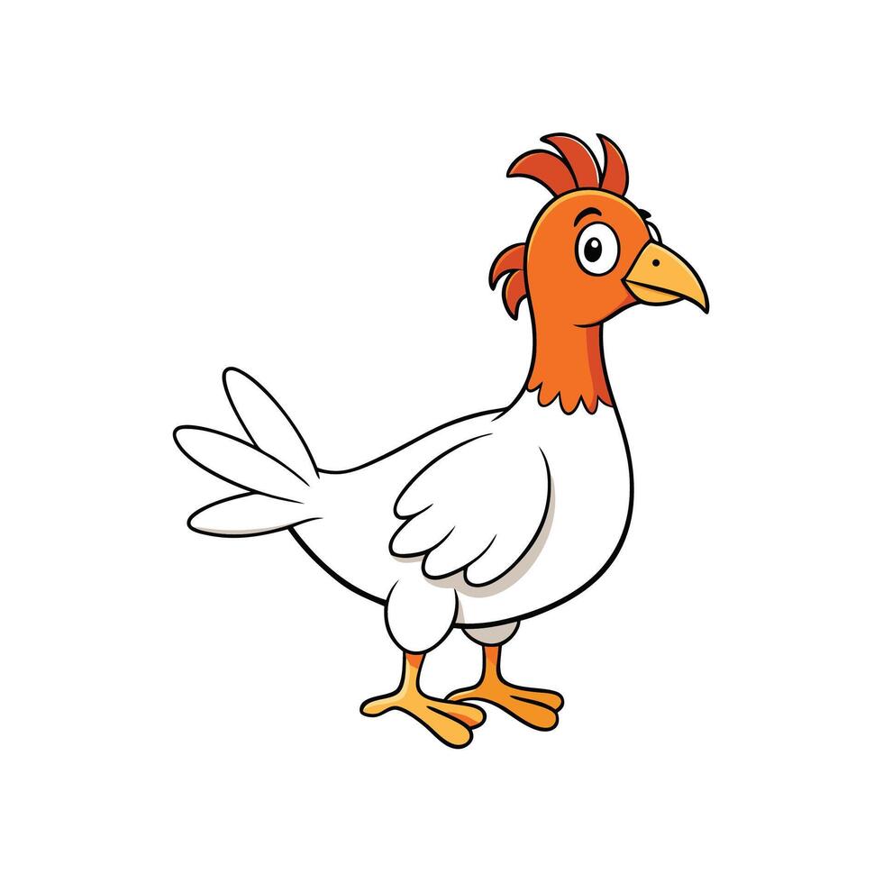 Cartoon chicken character standing isolated on a white background vector