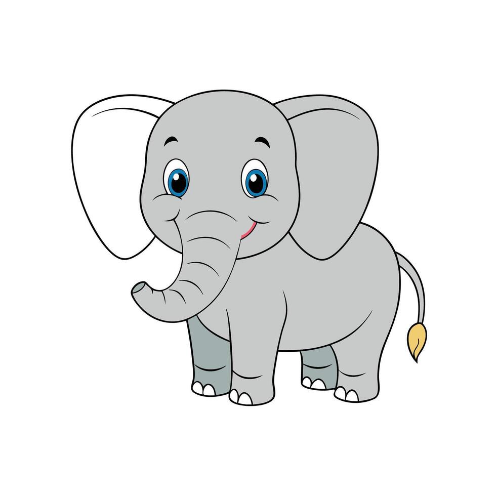 Cartoon elephant with big eyes and smiling expression vector