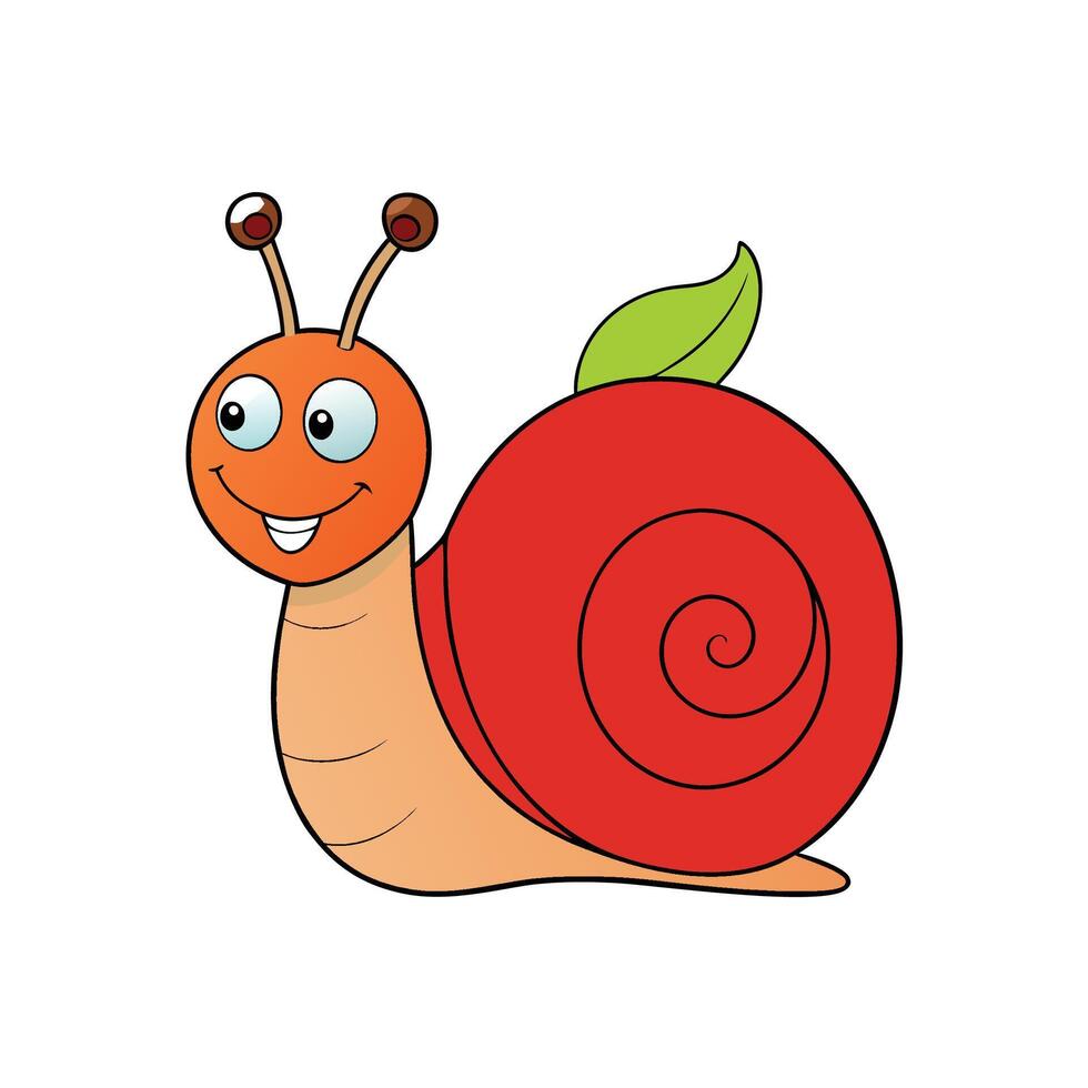 Cartoon Snail Illustration with Smiling Face and Red Shell vector