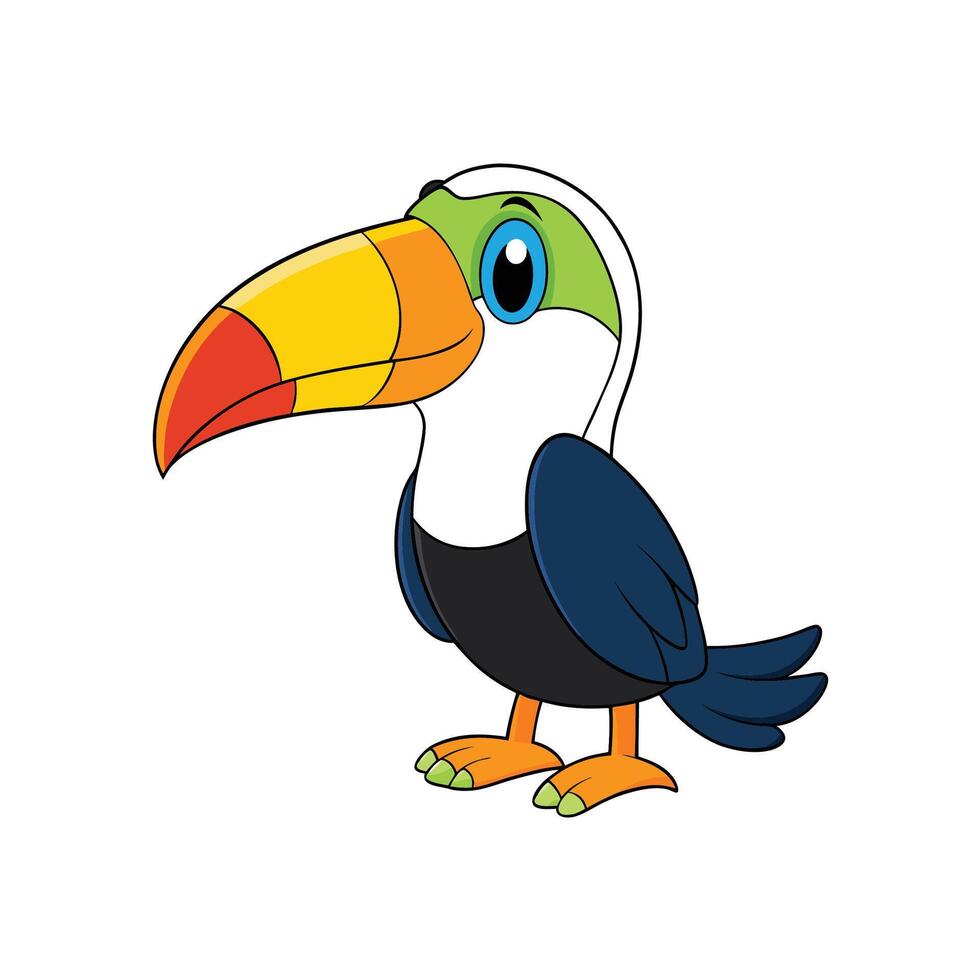 Cartoon toucan standing isolated on a white background image vector