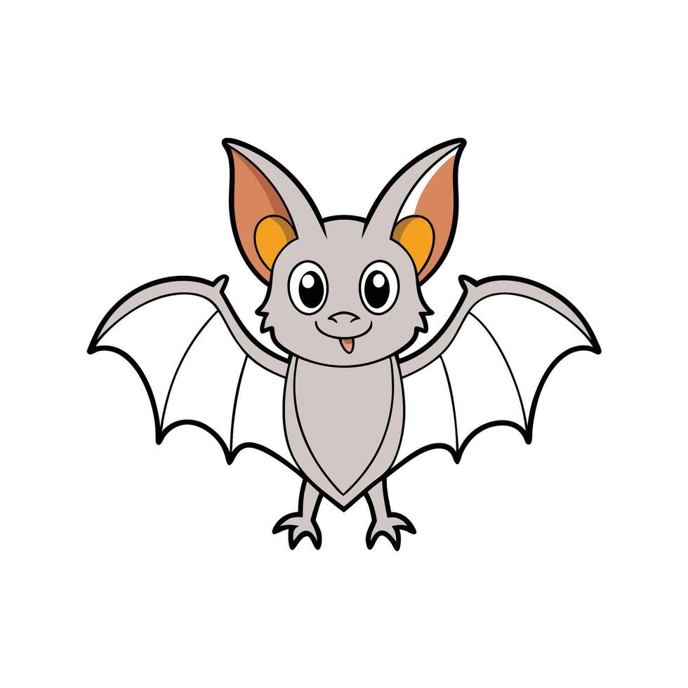 Cartoon bat with outstretched wings on a white background vector
