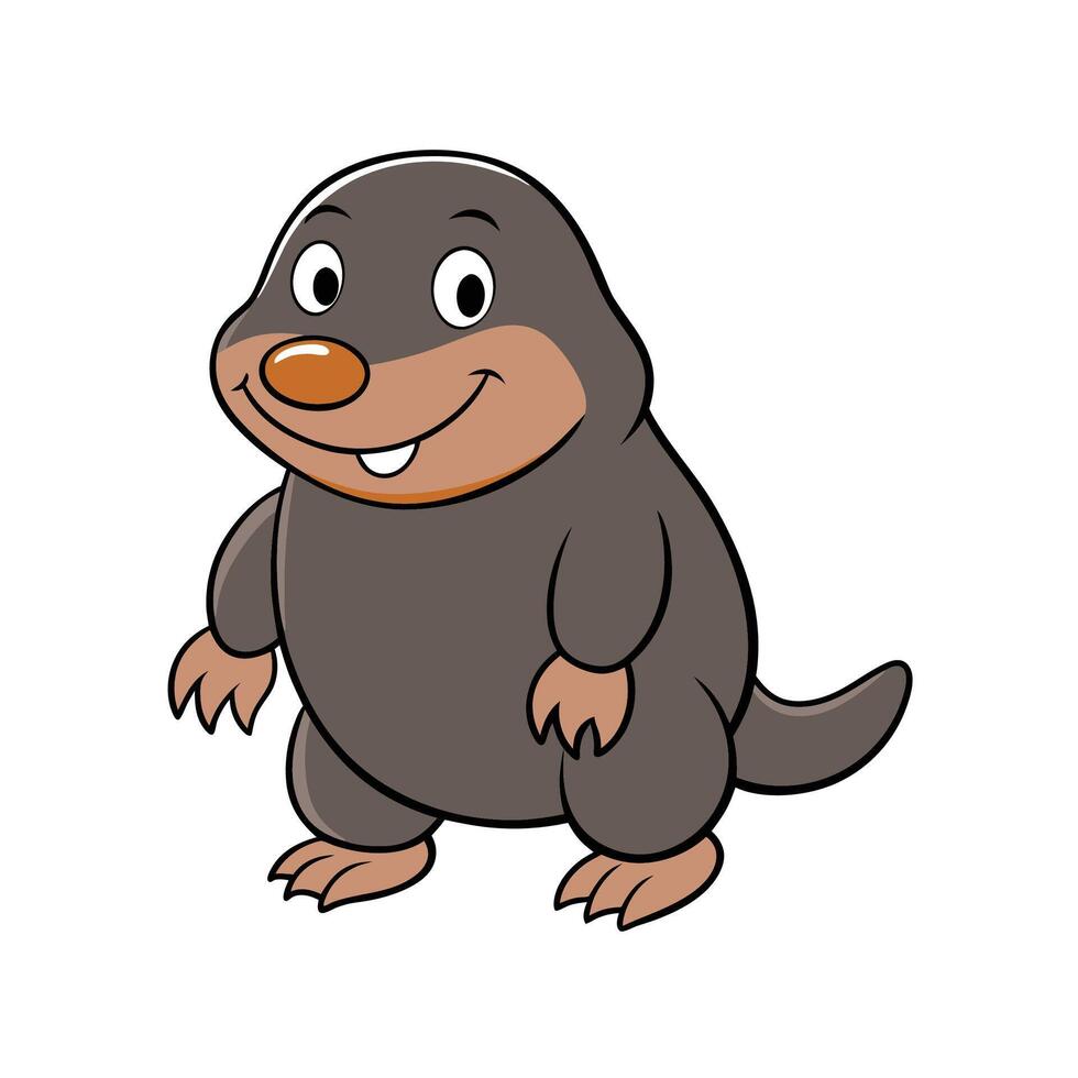Cartoon mole character standing and smiling on white background vector