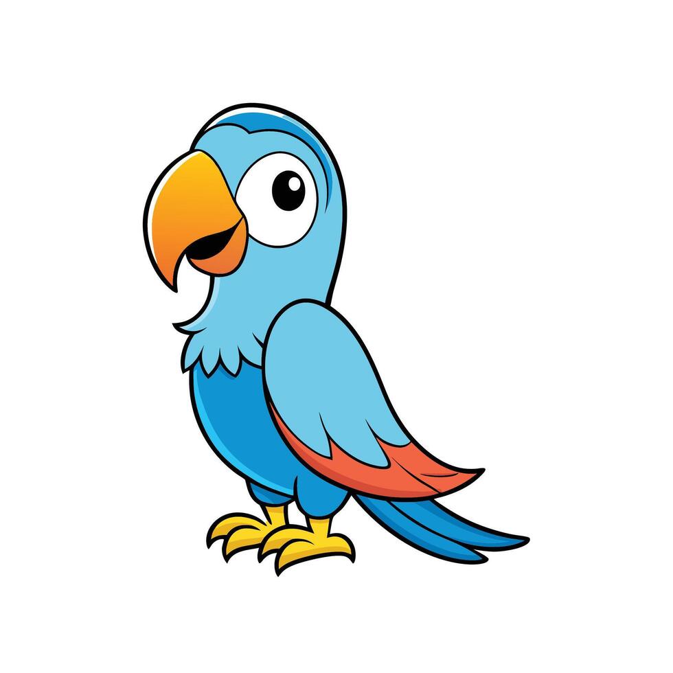 Cute cartoon parrot standing cheerfully with a vibrant color palette vector