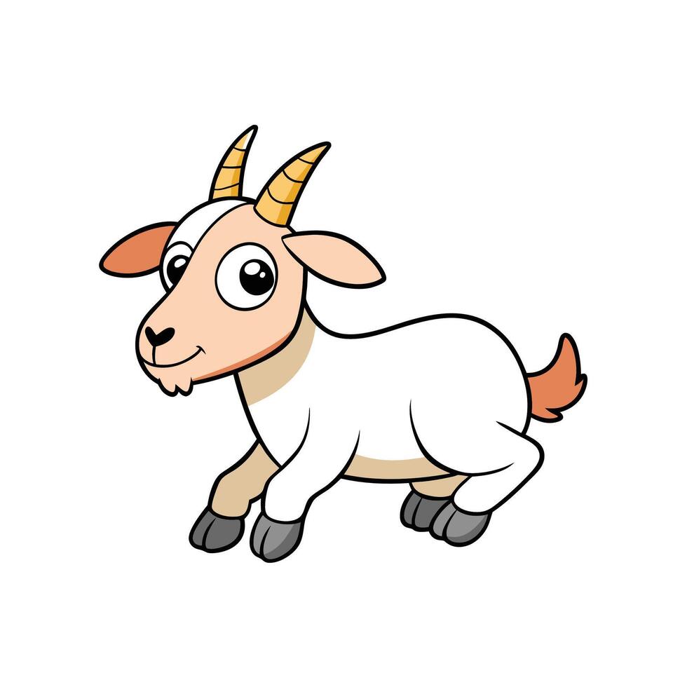 Cartoon goat illustration, isolated on white background, happy expression vector