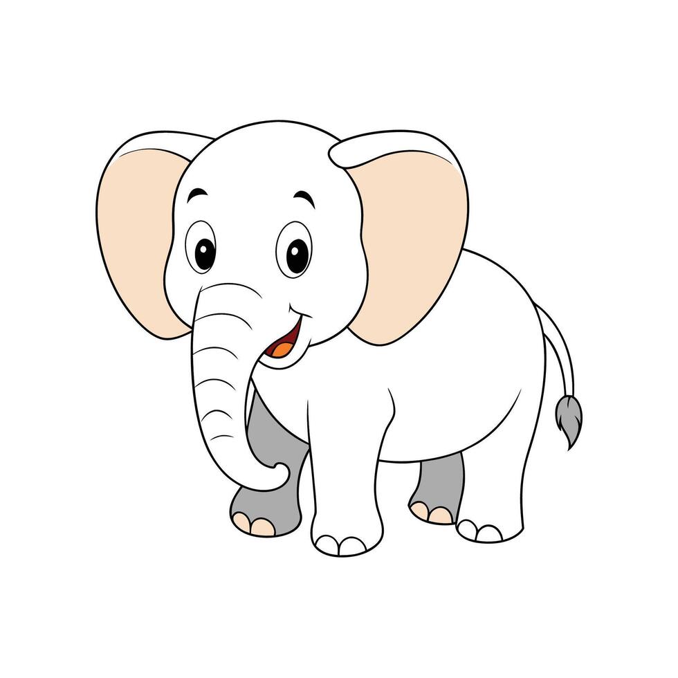 Cute cartoon elephant illustration with a friendly expression vector