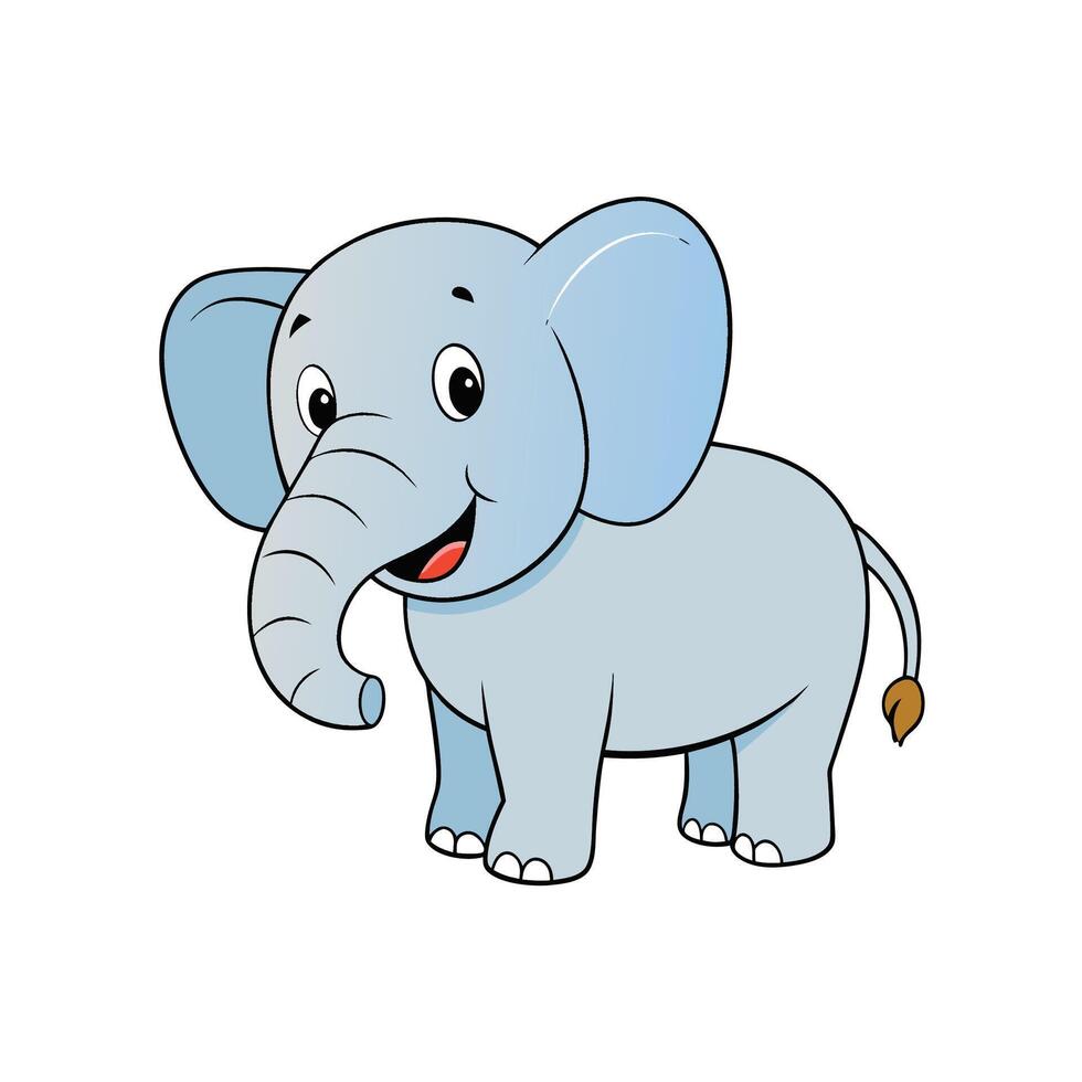 Cartoon Elephant Illustration with a Smiling Face and Simple Design vector