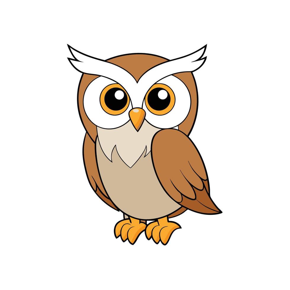 Cartoon owl with big eyes and cute expression vector