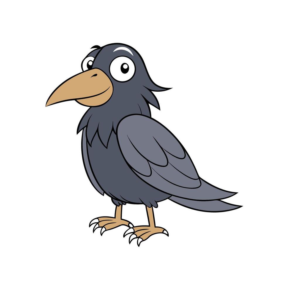 Cartoon illustration of a playful crow on a white background vector