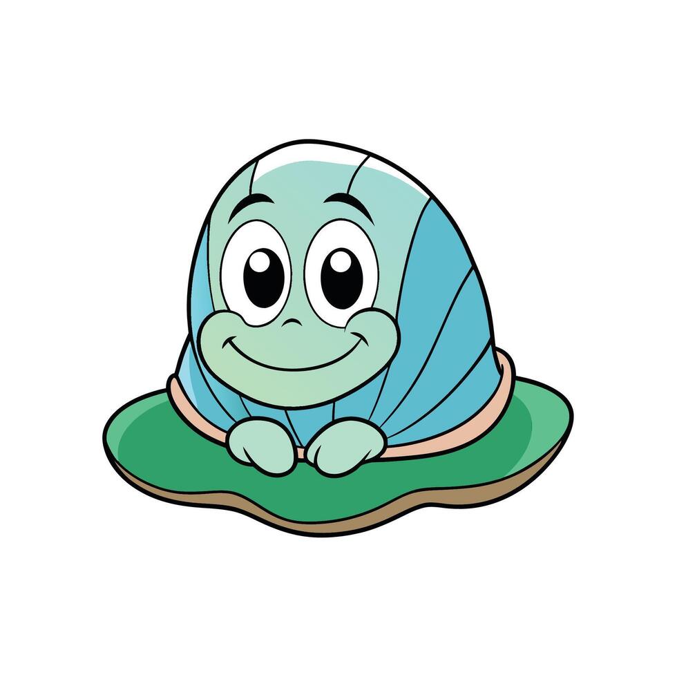 Cartoon character on a pond lily with big eyes vector