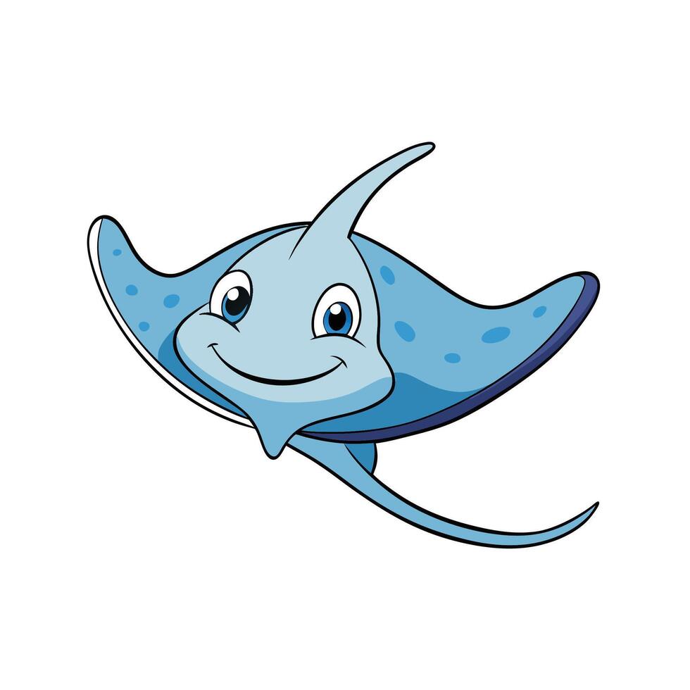 Cartoon stingray illustration on white background for kids media vector