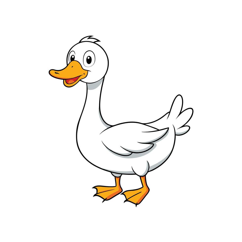 Cartoon goose with cheerful expression on white background vector