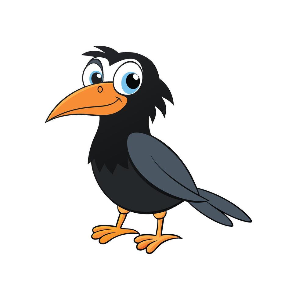 Cartoon crow illustration isolated on white background, studio shot vector