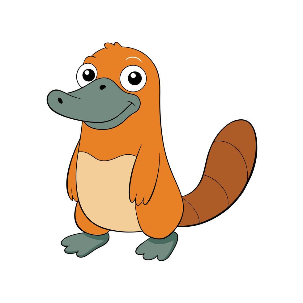 Cartoon platypus character with orange fur and grey beak vector