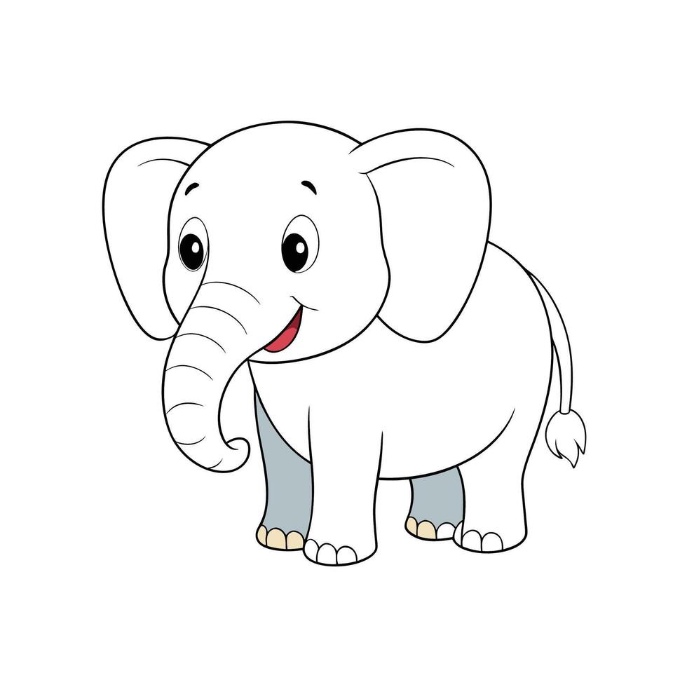 Cute cartoon elephant illustration with happy smile expression vector
