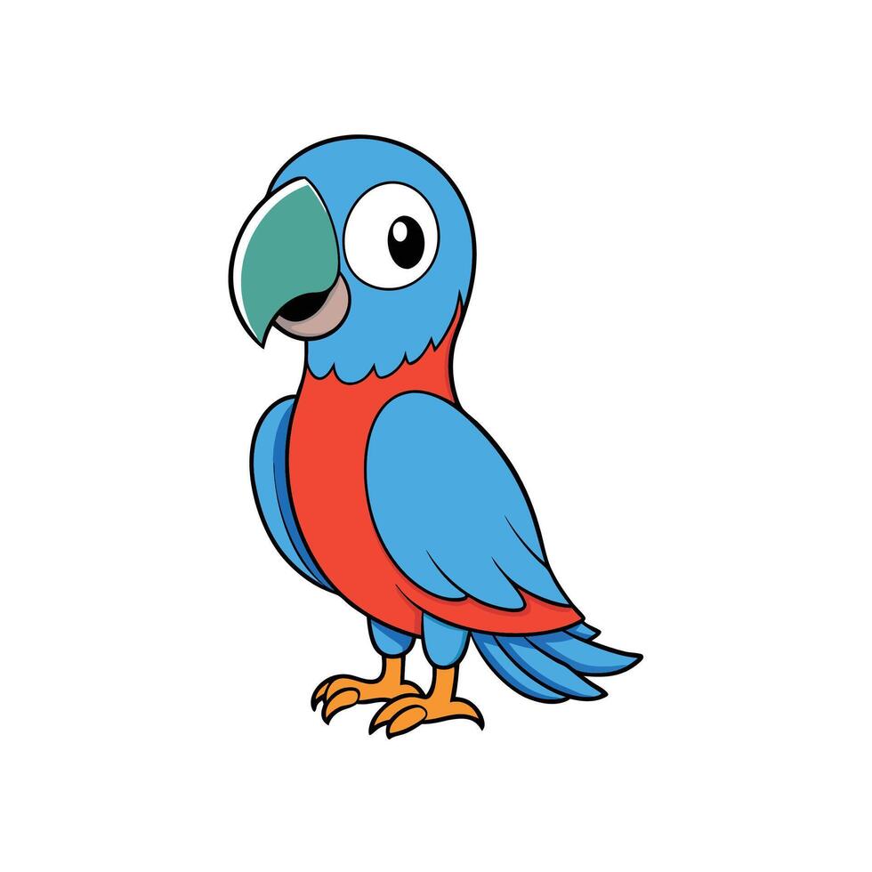 Cartoon parrot isolated on white background illustration vector