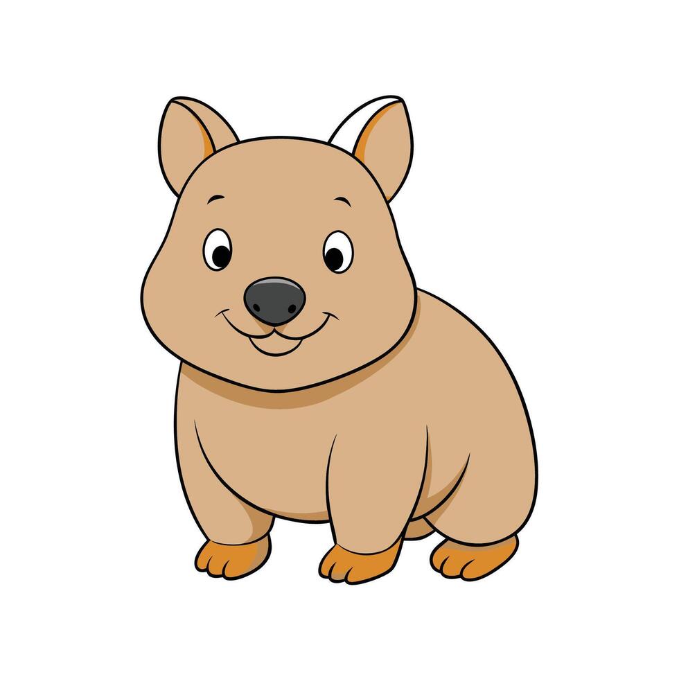 Cartoon wombat with friendly expression on white background vector