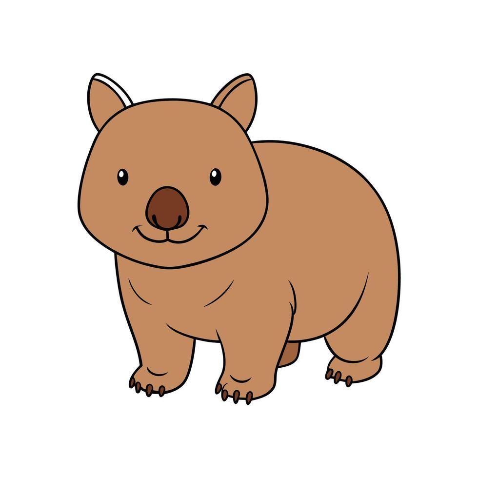 Cartoon wombat illustration, cute marsupial on a white background vector