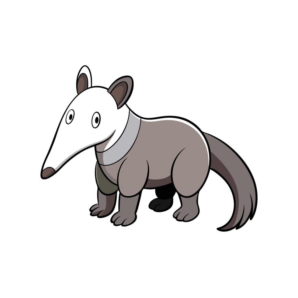 Cartoon anteater graphic illustration with clear outlines vector