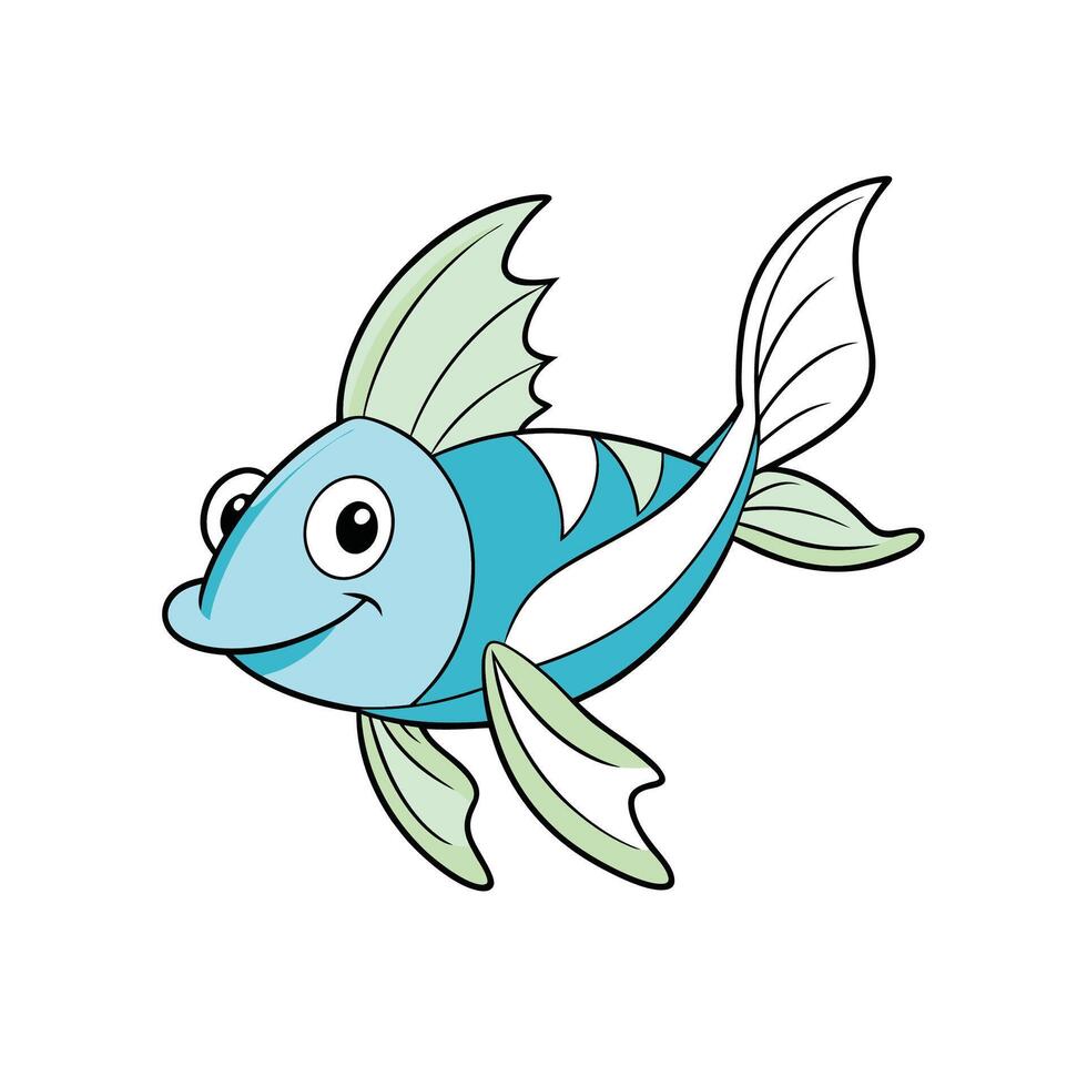 Cartoon fish illustration swimming on white background vibrant colors vector