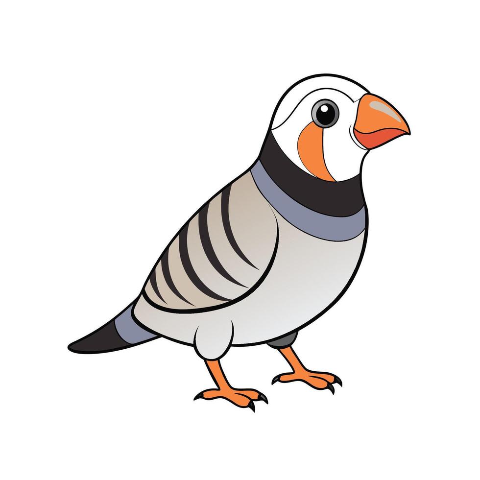 Cute cartoon zebra finch bird isolated on white background vector