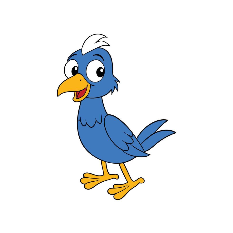 Cheerful Cartoon Bluebird Character Standing on a White Background vector
