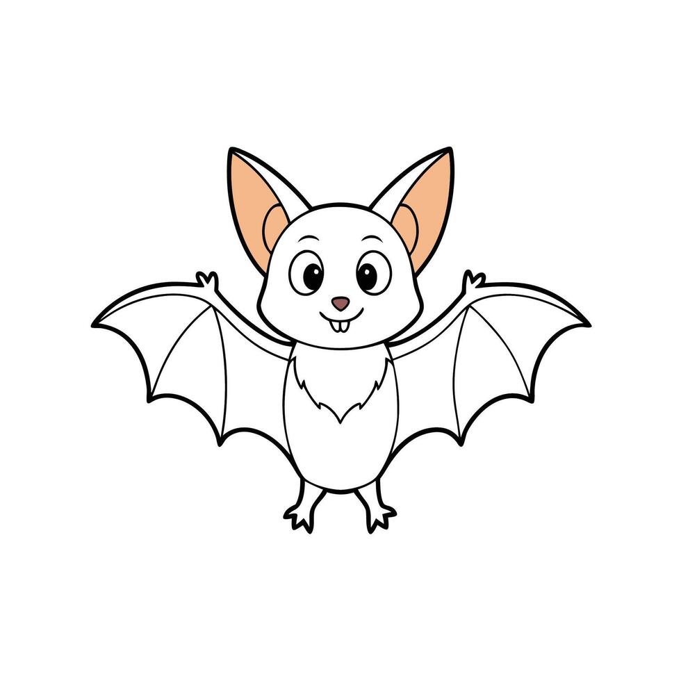 Cute cartoon bat character with wings outstretched illustration vector