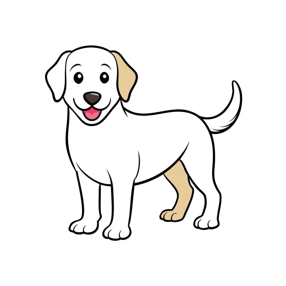 Cartoon white dog illustration with happy expression standing upright vector