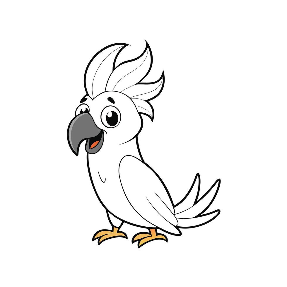 Cartoon illustration of happy white cockatoo with open beak vector