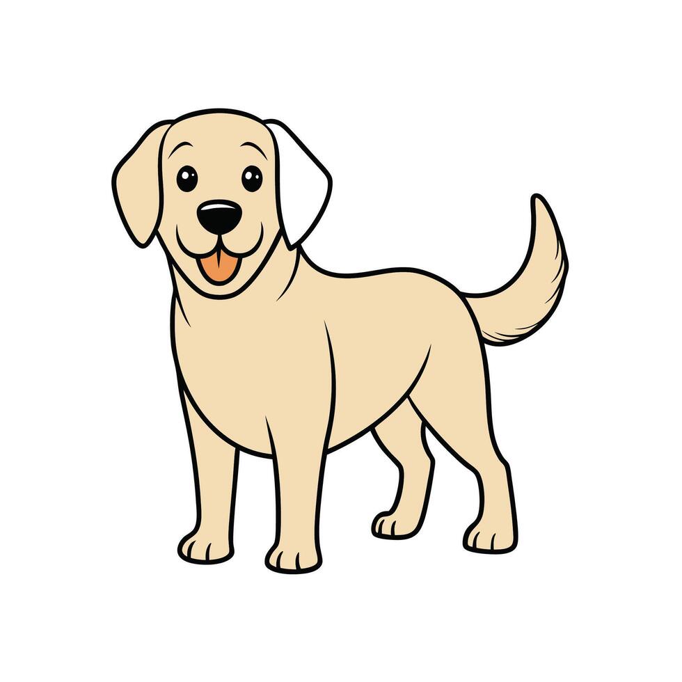 Cartoon Labrador Retriever Standing Isolated on White Background vector
