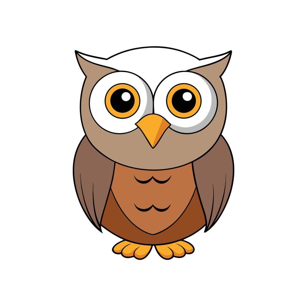 Cartoon owl with large eyes isolated on white background vector